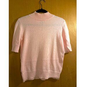 Ann Taylor Pink Knit Mock Neck Short-Sleeve Sweater - Size M